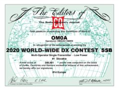 CQ World Wide DX Contest diplom OM0A