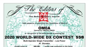 CQ World Wide DX Contest diplom OM0A