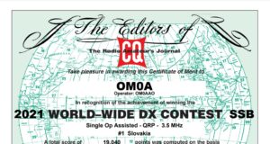 Diplom OM0A za CQ WW DX SSB Contest 2021