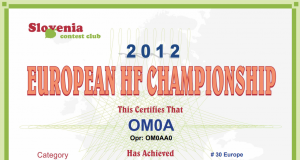 EU HF Championship Contest 2012 diplom OM0A