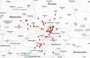 Mapa spojení OM0A v OM VHF LOW POWER Contest-e 2020