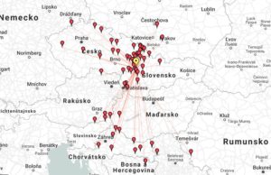 Mapa spojení vo VKV prevádzkovom aktíve - júl 2021