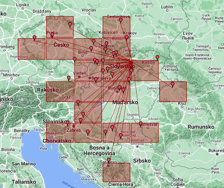 Mapa placów lokalizacyjnych w VKV PA